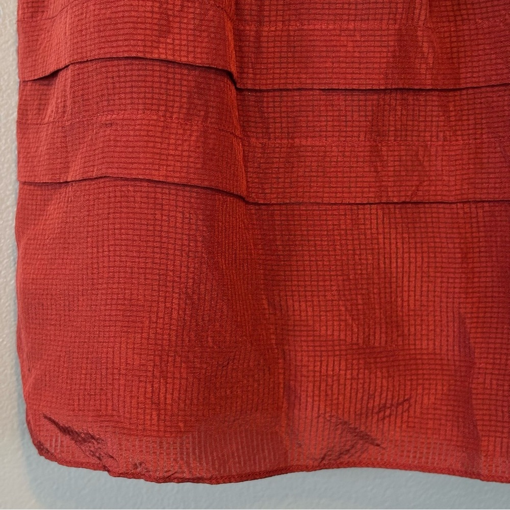 Vera Wang Lavender Label sz 6 Silk Pleated A-Line Skirt Bow Red - Picture 6 of 10